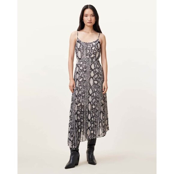 All Saints Donatello Snake Print Sleeveless Midi Dress Size M - Picture 11 of 11